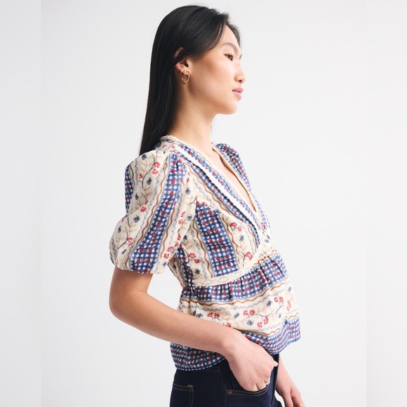 A&F Puff Sleeve Button-Through Top - Picture 5 of 8